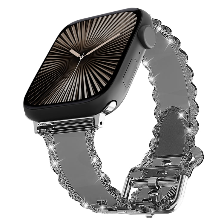 Diamond Texture Lace Clear TPU Watch Band, For Apple Watch Series 10 46mm, For Apple Watch Series 10 42mm, For Apple Watch SE 2023 44mm, For Apple Watch SE 2023 40mm